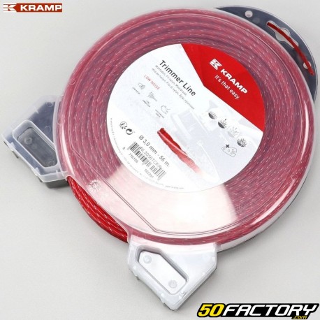 Linha de roçadeira helicoidal de nylon Kramp Red 3 mm (carretel de 56 m)