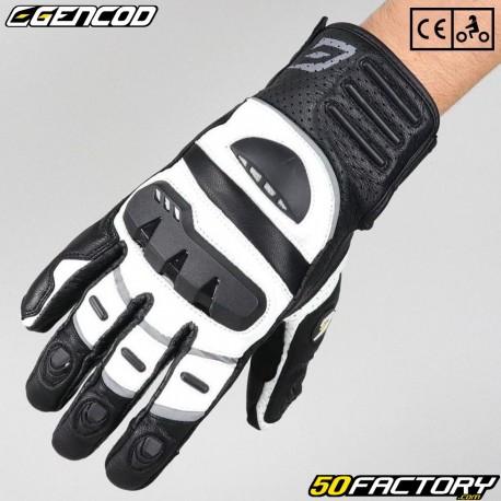 Guantes racing Gencod Racer  motocicleta en blanco y negro con aprobación CE