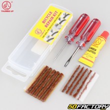 Tubeless bike tire puncture repair kit with Thumbs Up “braid” bits