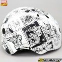 Capacete de bicicleta infantil Avengers Comics branco e preto