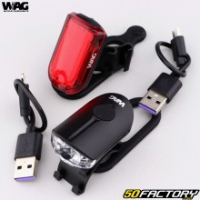 Wag Bike rechargeable front and rear LED bicycle lights (4 functions)