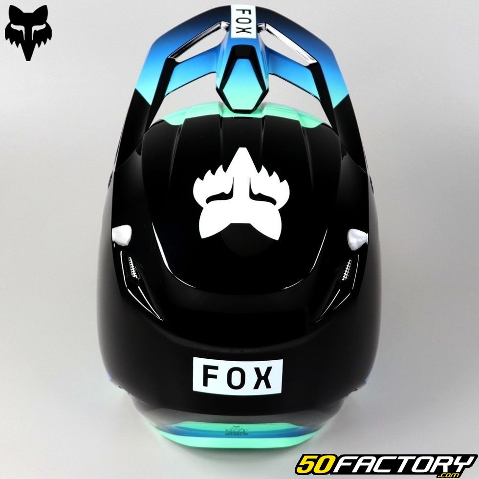 Casque cross enfant Fox 2023 V1 LEED - Bleu Turquoise