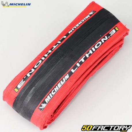 Bicycle tire 700x25C (25-622) Michelin Lithion 3 red sidewalls with soft bead