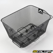 Rear bicycle basket with fixings on the black luggage rack