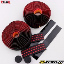 Fitas de guiador de bicicleta perfuradas Velox Bi-Color preto e vermelho