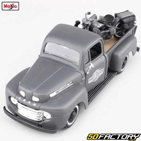 Camioneta en miniatura XNUMX/XNUMX Ford F-XNUMX XNUMX, Harley Davidson WLA Flathead XNUMX Maisto