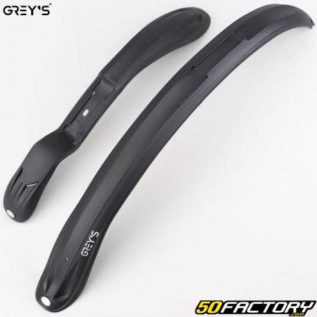 Parafanghi anteriori e posteriori per bici Grey&#39;s Pike Bolt da 26&quot; a 28&quot; neri (con asta) V1