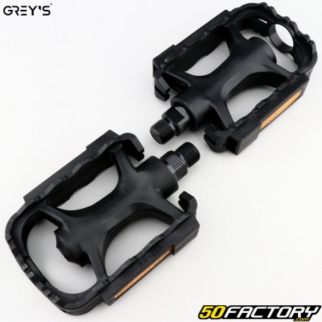 Grey&#39;s flat plastic bicycle pedals black 110x80 mm