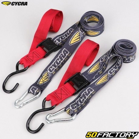 2 m lashing straps with cam buckles and red Cycra hooks (pack of 2)