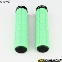 Green embossed Lock-On Grey's bike grips