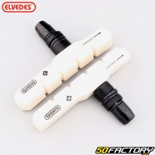 Pastillas de freno de bicicleta V-Brake asimétricas XNUMX mm Elvedes blancas (con roscas)