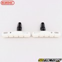 Pastillas de freno de bicicleta V-Brake asimétricas Elvedes de XNUMX mm blancas (con roscas)