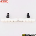 Pastillas de freno de bicicleta V-Brake asimétricas Elvedes de XNUMX mm blancas (con roscas)