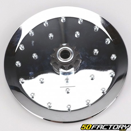 Aluminum drive pulley complete with sprocket 11 teeth Peugeot 103 SP, Vogue... chrome