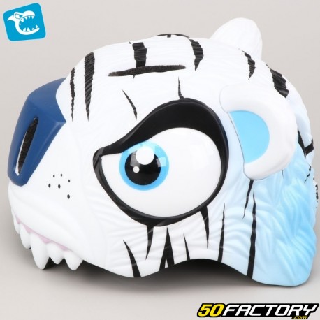 Children&#39;s bicycle helmet with integrated rear lighting Crazy Safety Tiger 3D white