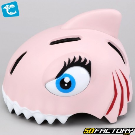 Casco de bicicleta infantil con iluminación trasera integrada Crazy Safety Requin 3D rosa