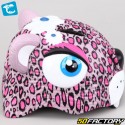 Capacete de bicicleta infantil com iluminação traseira integrada Crazy Safety Leopard 3D rosa