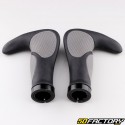 Ergonomic bike grips with black and gray Lock-On horns