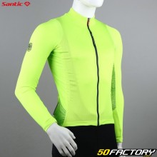 Santic men&#39;s mid-season long-sleeved jersey in fluorescent yellow