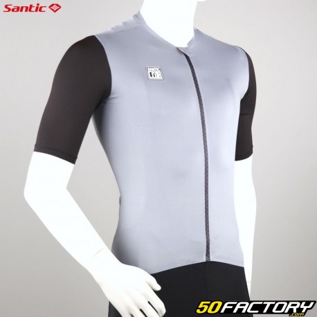 Maillot manches courtes été homme Santic Asseni gris et noir