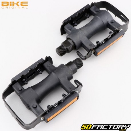 Bike Original plastic flat pedals for bicycles black 100x100 mm