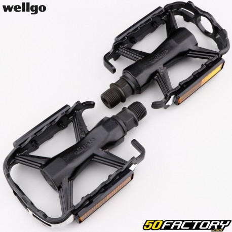 Pedales planos Wellgo de aluminio para bicicletas negro 92x75 mm