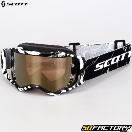 Crossbrille Scott Prospect Team Amplifier schwarz und weiß mit goldfarbenem Visier