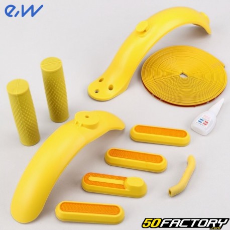 Guarda-lamas dianteiro e traseiro com alças e bordas para scooter Xiaomi M365, Pro eWheel Amarelo (kit de personalização)