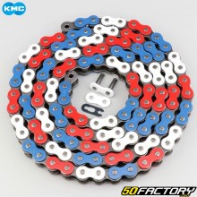 Reinforced 525 chain 130 links KMC blue, white, red