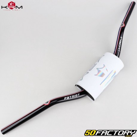 Aluminum handlebar Ø28 mm KRM Pro Ride Patriot with holographic matte white foam