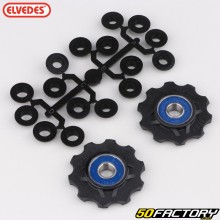 Bicycle rear derailleur pulleys with Elvedes plastic spacers (2x10 teeth)