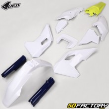 Kit plastiques complet Husqvarna FE, TE 125, 250, 350... (depuis 2024) UFO blanc, jaune et bleu