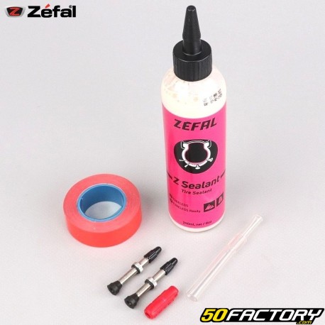 Válvulas y rodillo sellador para ruedas de bicicleta Zéfal de 20 mm (kit de conversión tubeless con líquido preventivo)