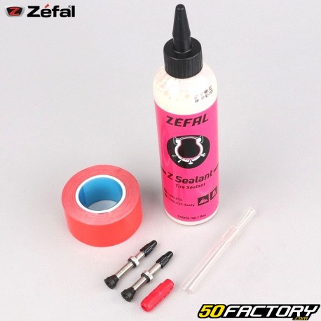 Valves and sealing roller for Zéfal 30 mm bicycle wheels (tubeless conversion kit with preventative liquid)