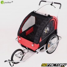 Reboque de bicicleta infantil conversível jogger Puviter vermelho