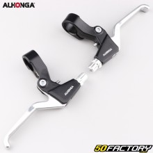 Alhonga black and gray front and rear bike brake handles (3-finger levers)