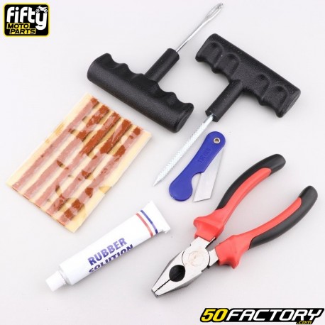 Tubeless tire puncture repair kit with &quot;braid&quot; wicks Fifty  V2