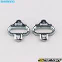 Calas SPD para pedales automáticos de bicicleta Shimano SM-SHXNUMX &quot;MTB&quot; plateadas (con placas de soporte)