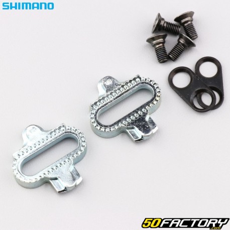 Calas SPD para pedales automáticos de bicicleta Shimano SM-SH56 &quot;MTB&quot; plateadas (sin placas de soporte)