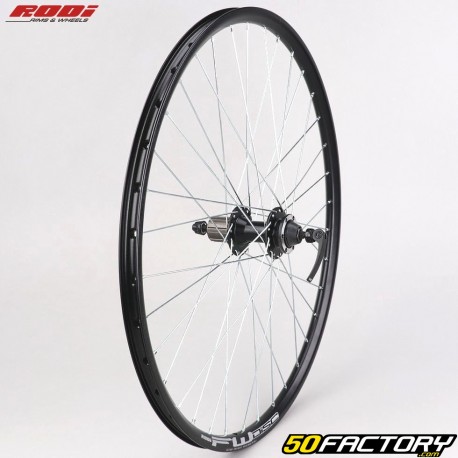 Ruota posteriore per bicicletta da 26&quot; (19-559) per cassetta 8/9V Rodi FW Disc in alluminio nero