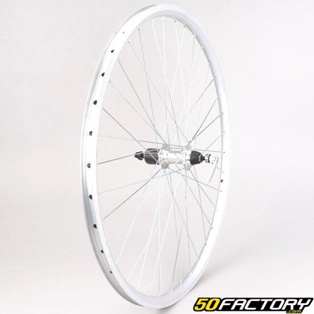 Roue arrière vélo 28" (19-622) pour cassette 8/9V alu grise