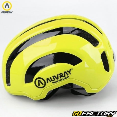 Casque vélo avec éclairage arrière intégré Auvray Safe jaune fluo brillant