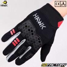 Luvas Hawk Aragon aprovada pela CE para motocicleta preto, cinza e vermelho