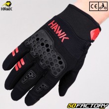 Gants Hawk Aragon homologués CE moto noirs et rouges