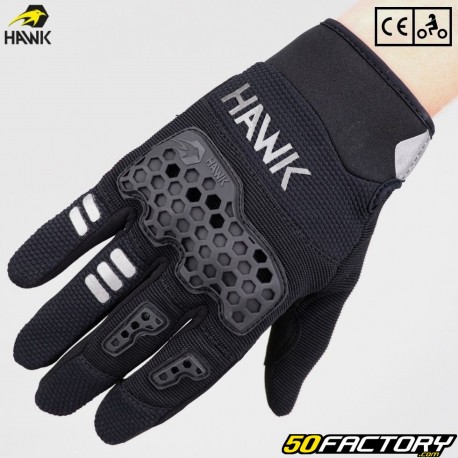 Luvas Hawk Aragon  Motocicleta preta e cinza com aprovação CE