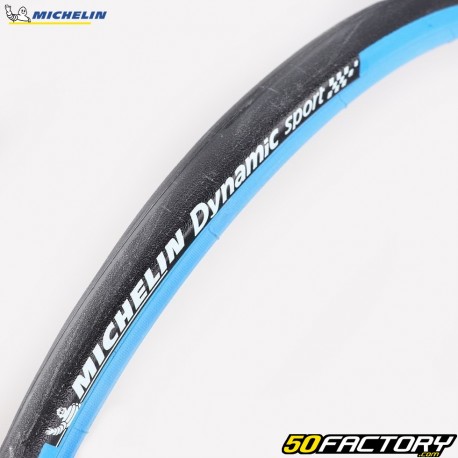 Neumático de bicicleta 700x23C (23-622) Michelin Dynamic Lados deportivos azules.