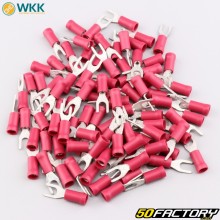 Terminales conectores de pala aislados de 3.7 mm WKK rojos (paquete de 100)