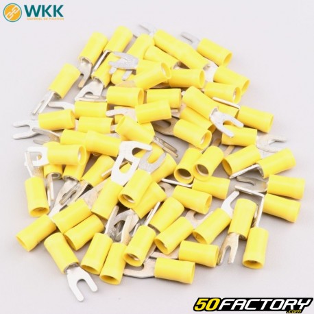 Terminali a forcella isolati da 3.7 mm WKK giallo (lotto di 100)