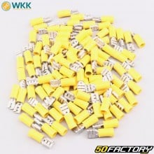 Insulated female flat terminals 0.8x6.8 mm WKK yellow (batch of 100)