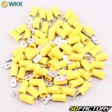 Cosses plates mâles isolées 0.8x6.4 mm WKK jaunes (lot de 100)